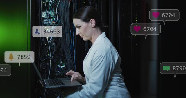 Female Technician Monitoring Network Servers in Data Center - Download Free Stock Images Pikwizard.com