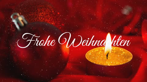 Frohe Weihnachten Text with Candle and Red Bauble