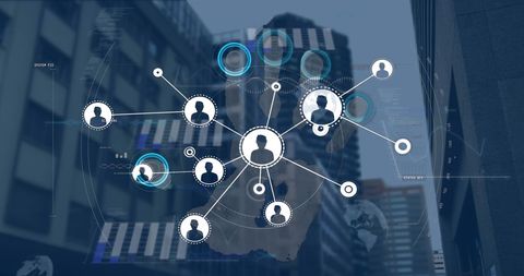 Global Network Connection of Profile Icons with Digital Biometrics - Download Free Stock Images Pikwizard.com