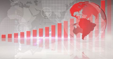 Financial Data Overlay with Global Red Bars and Map - Download Free Stock Images Pikwizard.com