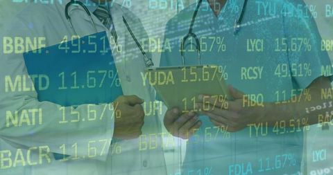 Healthcare Professionals Discussing Financial Trends for Global Medicine