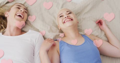 Joyful Diverse Female Couple Sharing Heartfelt Moment