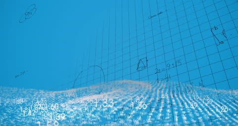 Futuristic Background with Math Formulas and Digital Grid