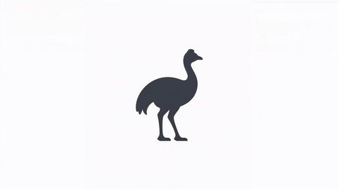 Minimalistic emu bird silhouette on white background