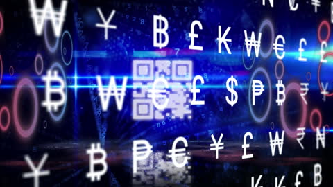 Digital Currency Symbols in Abstract Data Trading Vision