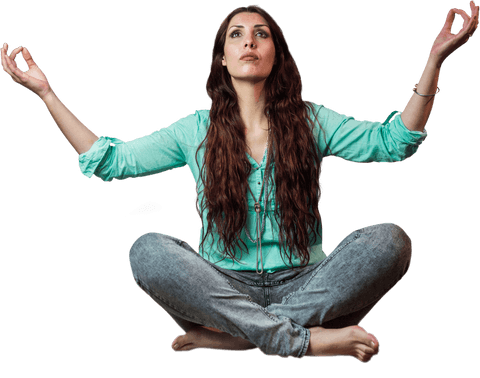 enigmatic woman levitating with tranquil expression on transparent background - Download Free Stock Videos Pikwizard.com