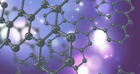 3d molecular network on abstract purple background