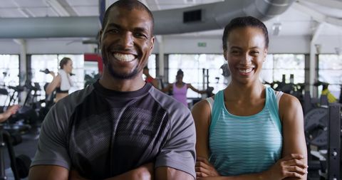 Smiling African American Duo at Modern Gym - Download Free Stock Images Pikwizard.com