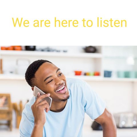 Smiling Man Talking on Smartphone in Bright Modern Kitchen - Download Free Stock Templates Pikwizard.com