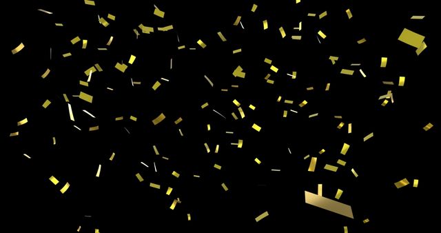 Festive Gold Confetti Falling on Black Background - Download Free Stock Images Pikwizard.com