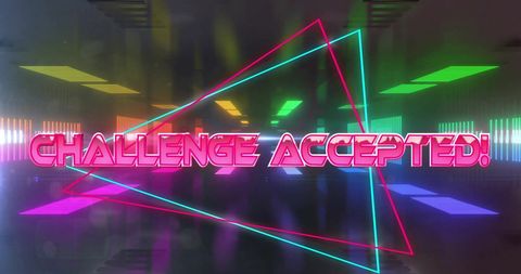 Retro neon concept with challenge accepted text