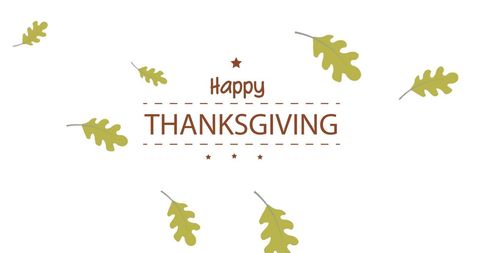 Festive Happy Thanksgiving Text with Autumn Leaves on White Background