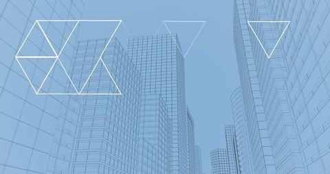 Futuristic Cityscape with Geometric Network Overlays - Download Free Stock Images Pikwizard.com