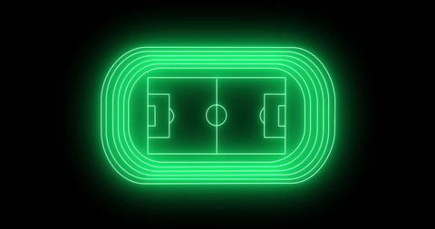 Neon green sports stadium on black