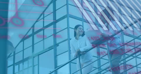 Digital Interface Concept: Business Team Analyzing Financial Data