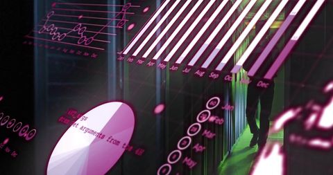Data Visualization Overlay on Data Center Server Racks - Download Free Stock Images Pikwizard.com