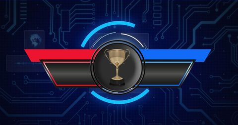 Digital Interface with Trophy and Futuristic Elements