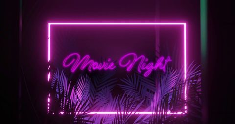 Neon Light Movie Night With Tropical Theme