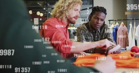 Diverse Team Engaging in Data Analysis and Collaboration