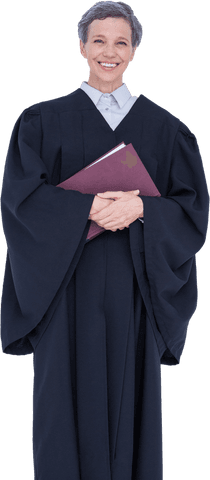 confident female judge in transparent background holding book - Download Free Stock Videos Pikwizard.com