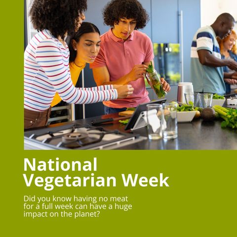 Friends Cooking Together During National Vegetarian Week - Download Free Stock Templates Pikwizard.com