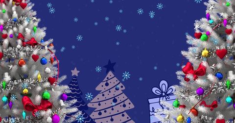Festive Winter Wonderland with Christmas Trees and Snowfall - Download Free Stock Images Pikwizard.com