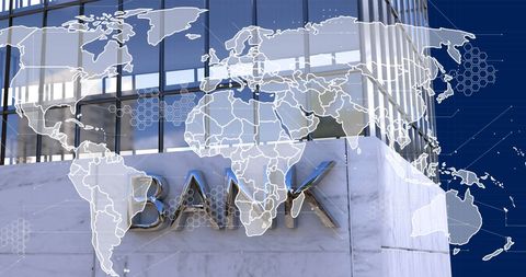 Global Banking Concept with Digital World Map - Download Free Stock Images Pikwizard.com