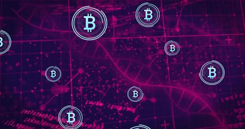 Bitcoin Symbols and DNA Strand Illustrating Technology and Science Fusion - Download Free Stock Images Pikwizard.com