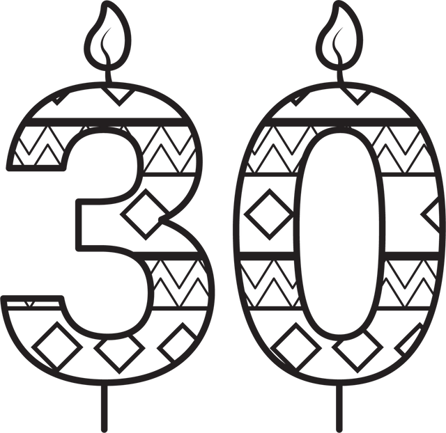 Black 30 Birthday Candle with Pattern on Transparent Background - Download Free Stock Videos Pikwizard.com