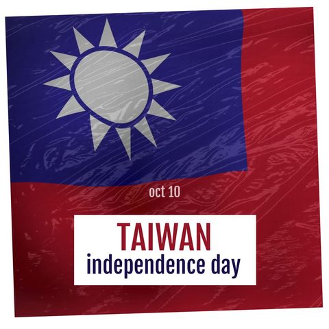 Celebration of taiwan independence day and republic of china flag