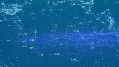 Futuristic Digital City with Connected Network Overlays