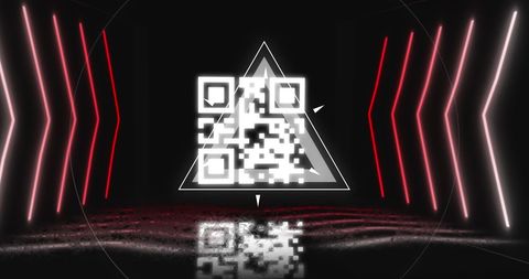 Futuristic qr code in neon geometric design
