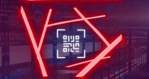 Futuristic Digital Interface with Red Neon QR Code - Download Free Stock Images Pikwizard.com