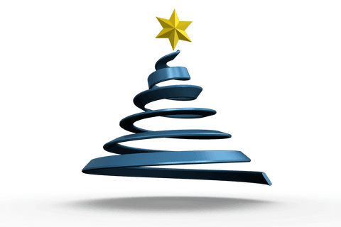 blue swirl ribbon christmas tree with gold star transparent graphic - Download Free Stock Videos Pikwizard.com