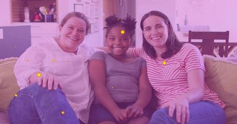 Smiling Family Relaxing in Contemporary Family Room