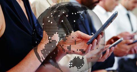 Professionals Engaging in Global Network via Smartphones with Digital Overlay