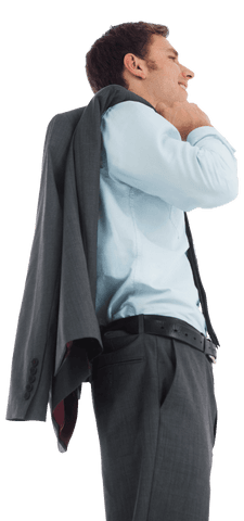 Confident Businessman Holding Suit Jacket Transparent Background