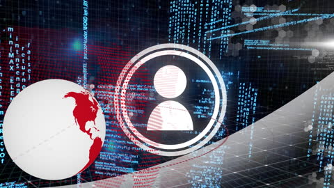 Digital Profiles with Spinning Globe in Data Stream