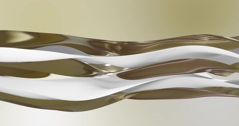 Abstract Waves in Gold and White Colors Flowing Gently