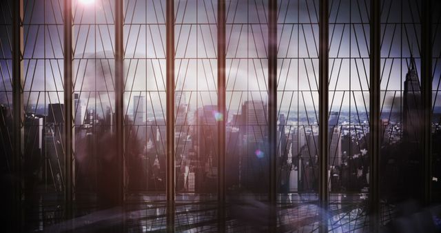 Futuristic Cityscape Seen Through Modern Glass Windows - Download Free Stock Images Pikwizard.com