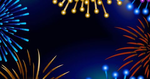 Vivid fireworks display on dark night sky