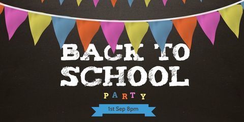 back to school party banner with colorful bunting - Download Free Stock Templates Pikwizard.com