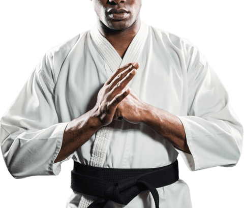 martial artist performing hand salute in gi on transparent background - Download Free Stock Videos Pikwizard.com