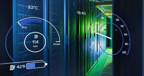 Digital Interface Overlap in Data Center Room - Download Free Stock Images Pikwizard.com