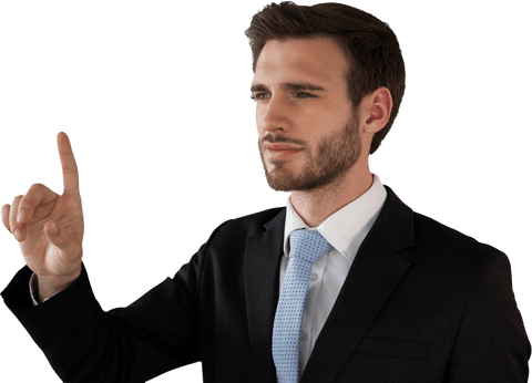 mid adult businessman using transparent virtual interface technology - Download Free Stock Videos Pikwizard.com
