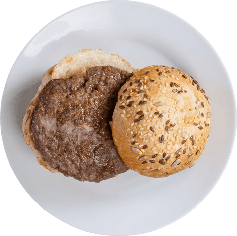 top view of hamburger on white plate with seed bun close-up - Download Free Stock Videos Pikwizard.com