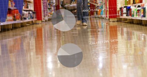 Digital Interface Analyzing Data in Modern Supermarket