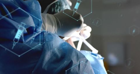 Futuristic Medical Technology with Surgeon and Data