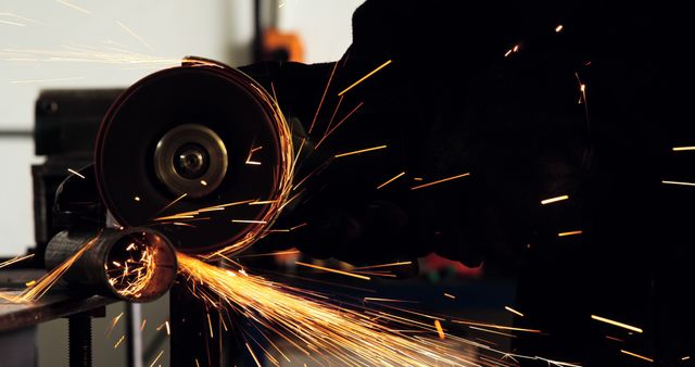 Close-up of Sparks Flying in Industrial Metal Grinding Operation - Download Free Stock Images Pikwizard.com