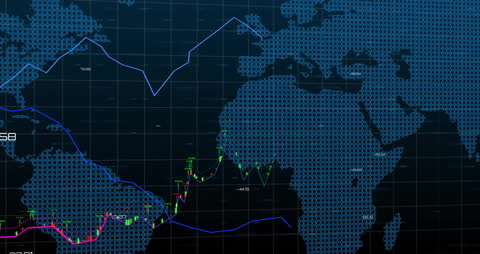 Global Financial Market Trends with Data Visualization on World Map